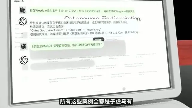 纽约律师因AI虚构案例受审的新闻报道截屏
